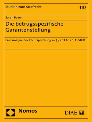 cover image of Die betrugsspezifische Garantenstellung